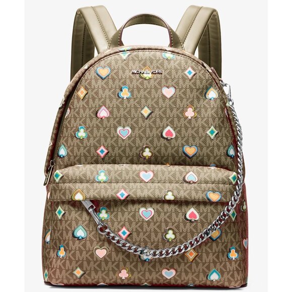 S Michael Kors Slater Medium Chain Backpack Olive Green 35F5S04B6I Vegas NWT main image 4